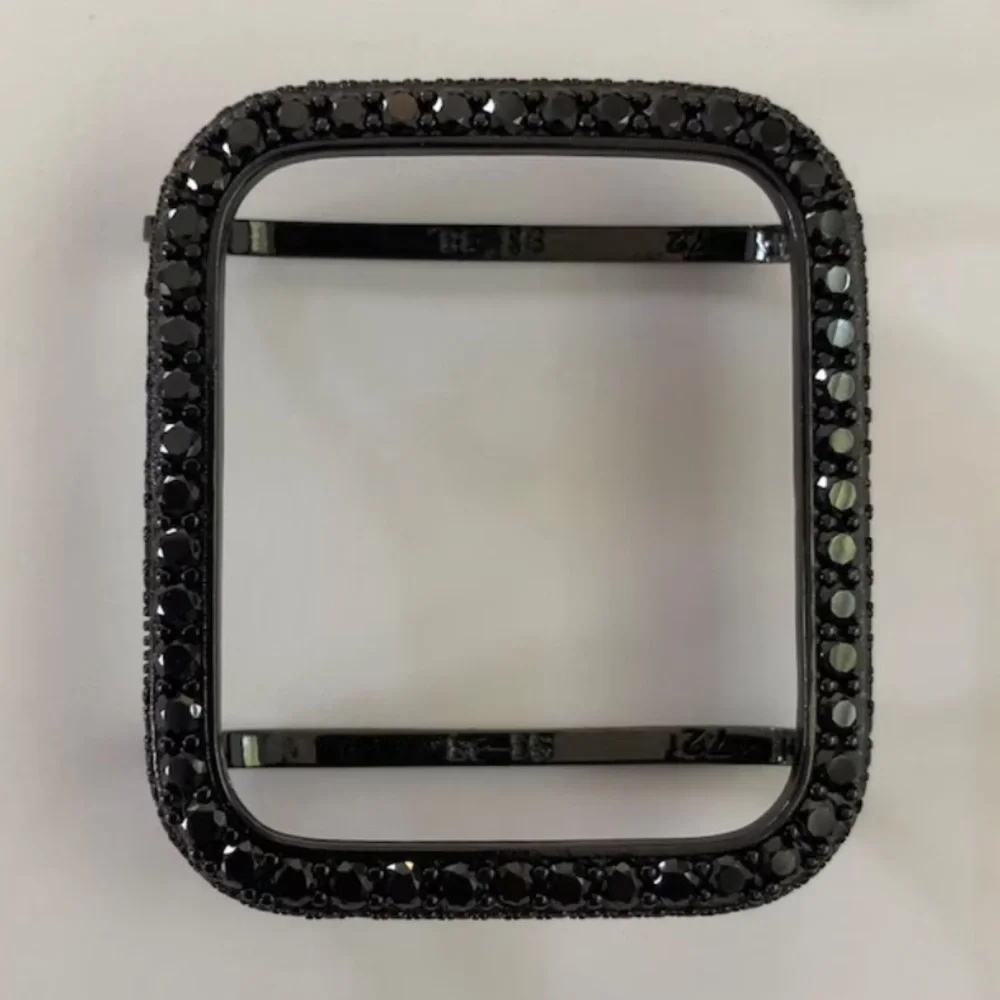 Black Apple Watch Case w/ 2.5mm Lab Diamond Bezel Bumper 💎⌚️Fits Series 3 38mm